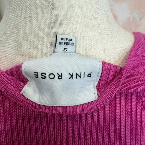 Pink Rose Fuchsia Ribbed Knit Sweater - Picture 4 of 5